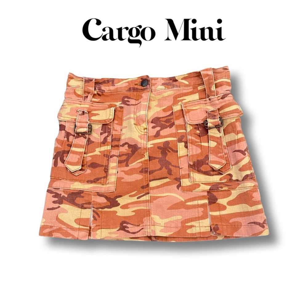 Orange / Brown cargo skirt